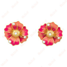 red gradient drip oil flower earrings